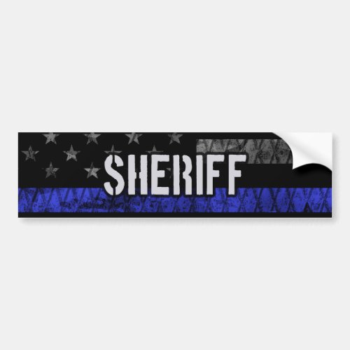 Distressed Sheriff Police Flag Bumper Sticker
