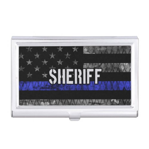 Distressed Sheriff Police Flag Business Card Case