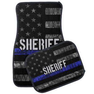Distressed Sheriff Police Flag Car Floor Mat
