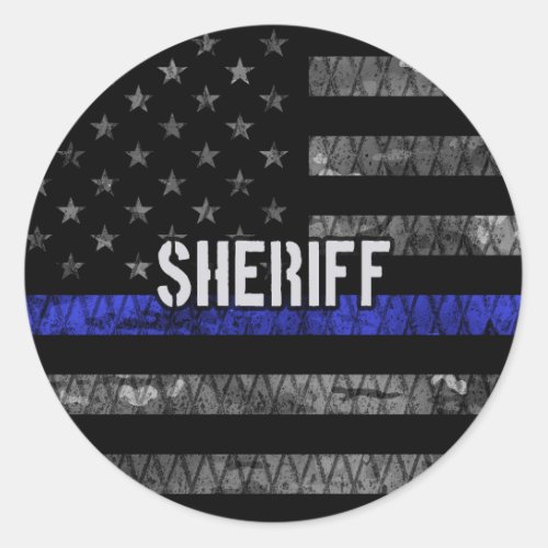 Distressed Sheriff Police Flag Classic Round Sticker
