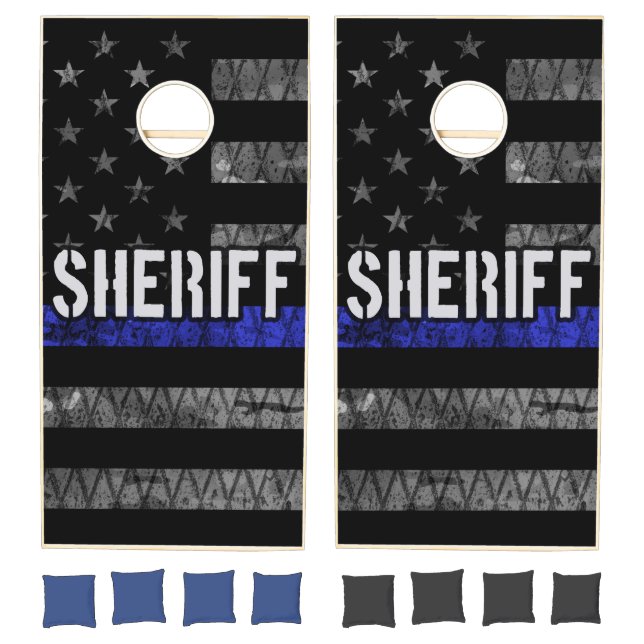 Distressed Sheriff Police Flag Cornhole Set (Set)