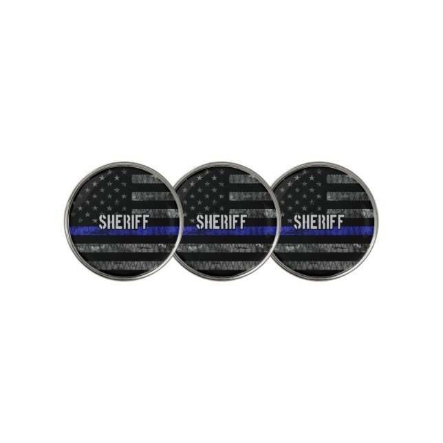 Distressed Sheriff Police Flag Golf Ball Marker (3 Up)