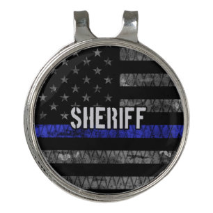 Distressed Sheriff Police Flag Golf Hat Clip