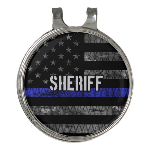 Distressed Sheriff Police Flag Golf Hat Clip