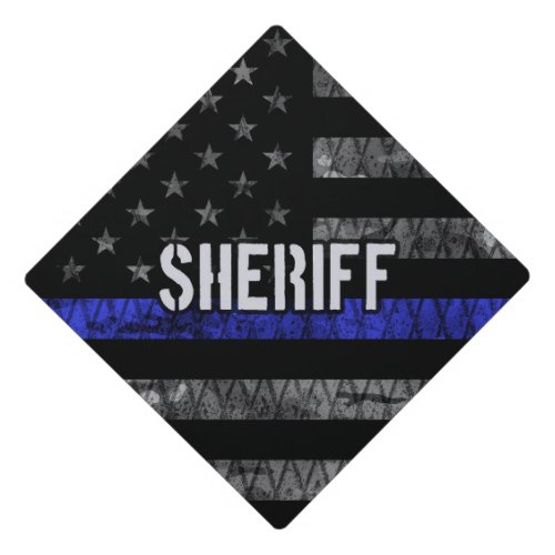 Distressed Sheriff Police Flag Graduation Cap Topper