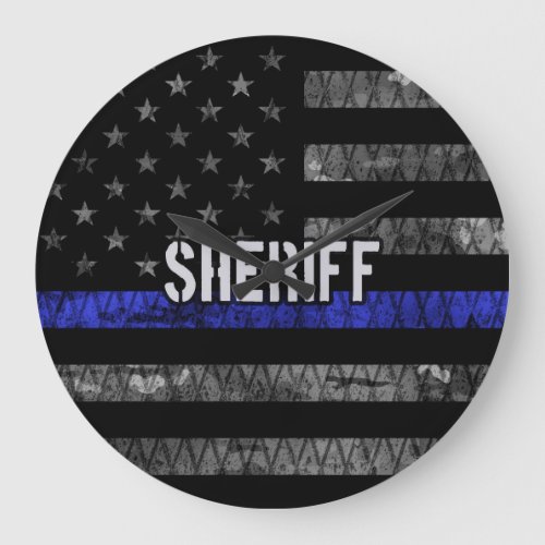 Distressed Sheriff Police Flag Large Clock