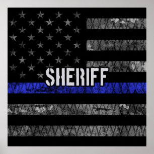 Distressed Sheriff Police Flag Poster