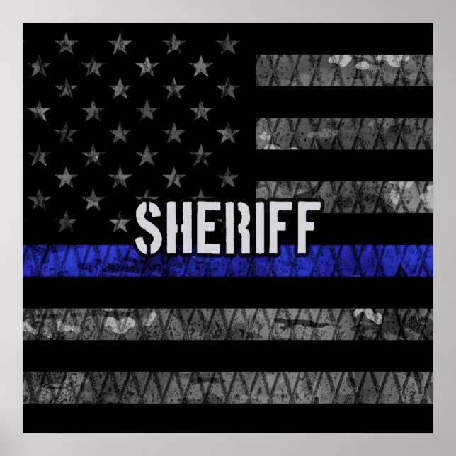 Distressed Sheriff Police Flag Poster (Front)