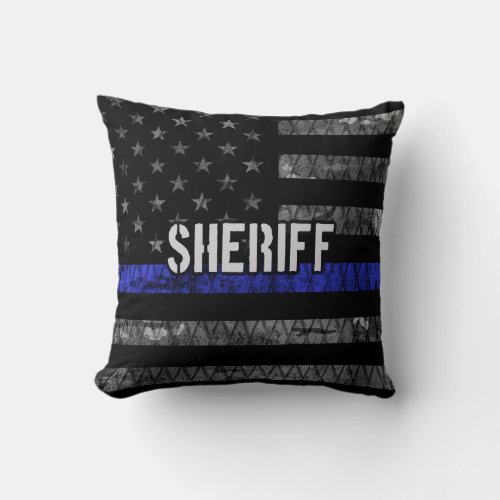 Distressed Sheriff Police Flag Throw Pillow