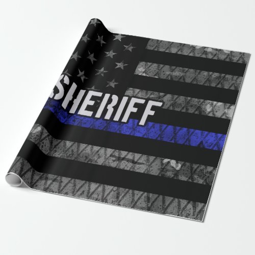 Distressed Sheriff Police Flag Wrapping Paper