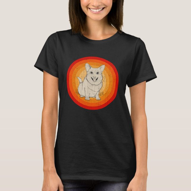 Distressed Shiba Inu Dog  Retro Style T-Shirt (Front)