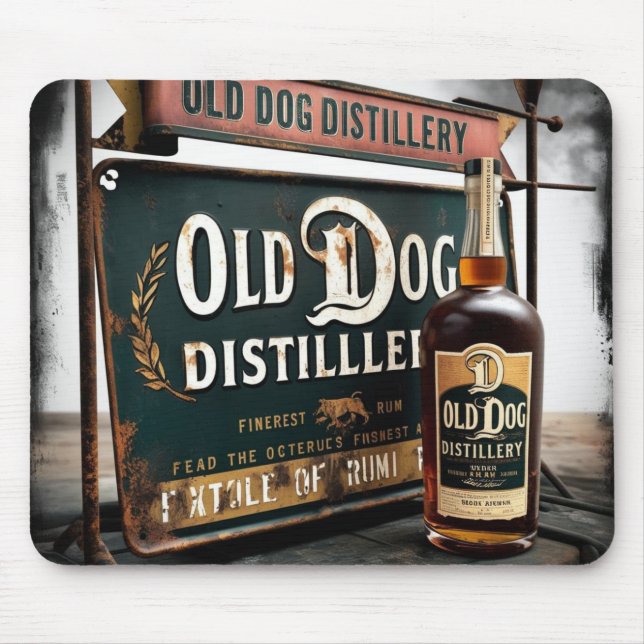 Distressed Sign Advertising OLD DOG RUM Mouse Pad (Front)