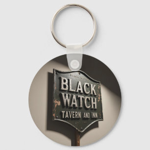 Distressed Sign Black Watch Inn Keychain