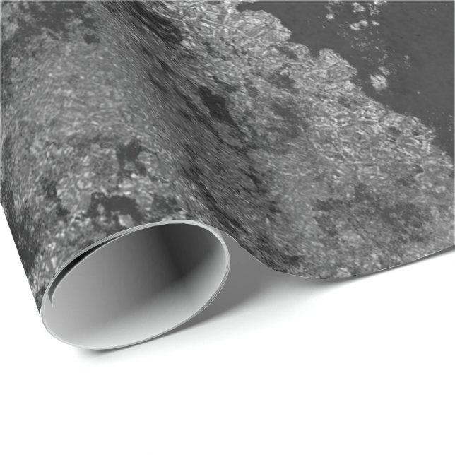 Distressed Silver Black Graphite  Gray Grungy Wrap Wrapping Paper (Roll Corner)