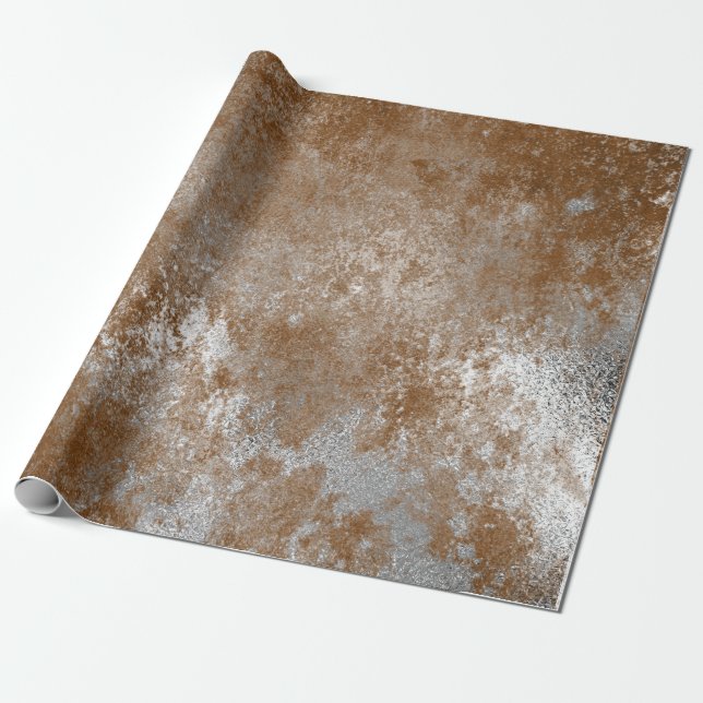 Distressed Silver Brown Maroon Rust Wrap Wrapping Paper (Unrolled)