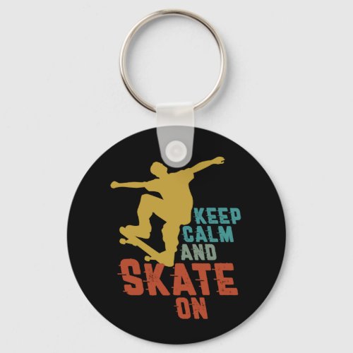 Distressed Skateboarding Keep Calm and Skate On Keychain