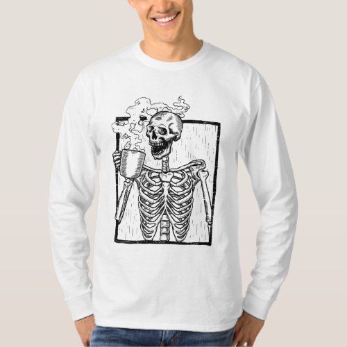 Distressed Skeleton Vintage Picture Smiling Skull  T_Shirt