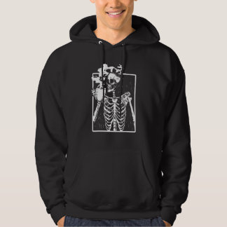 Distressed Skeleton Vintage Smiling Skull Drinking Hoodie