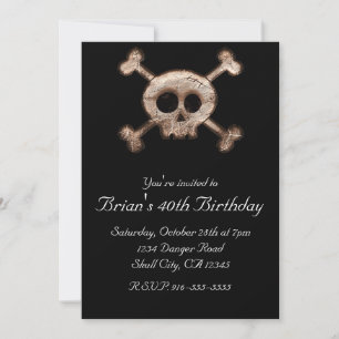 Distressed Skull Bones ANY EVENT Black Invitations