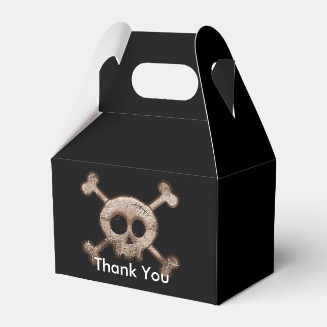 Distressed Skull Bones Birthday Party Favor Boxes (Front Side)