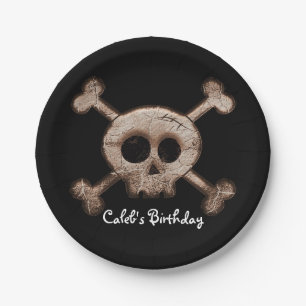 Distressed Skull & Bones Birthday Party Plates