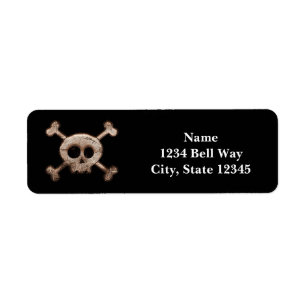 Distressed Skull & Bones Black Party Address Label