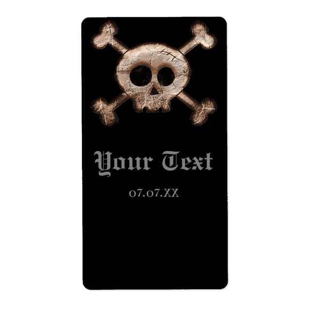 Distressed Skull Bones Halloween Party Wine Label (Front)