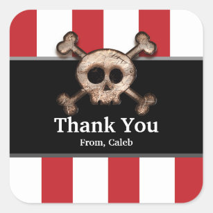 Distressed Skull Bones Pirate Party Sticker Labels
