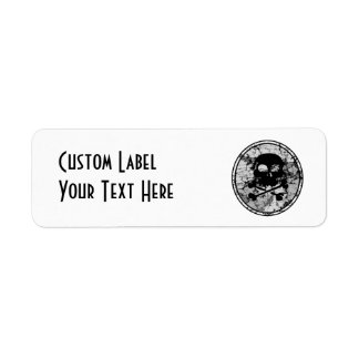 Distressed Skull & Crossbones Silhouette B&W Label