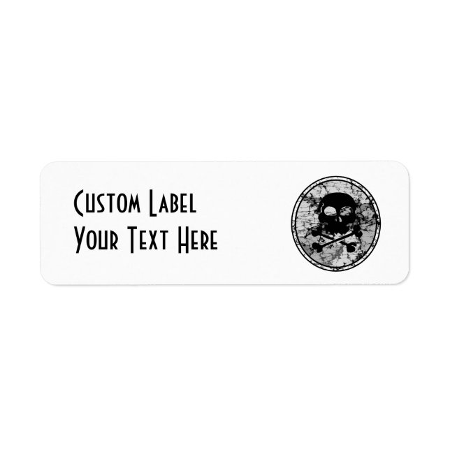 Distressed Skull & Crossbones Silhouette B&W Label (Front)