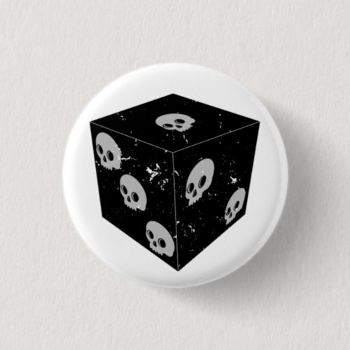 Distressed Skull Drawings Dice Button