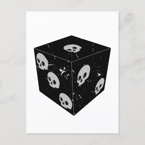 Distressed Skull Drawings Dice Postcard