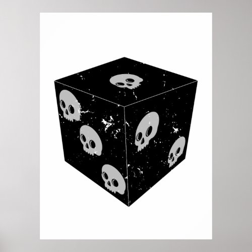 Distressed Skull Drawings Dice Poster