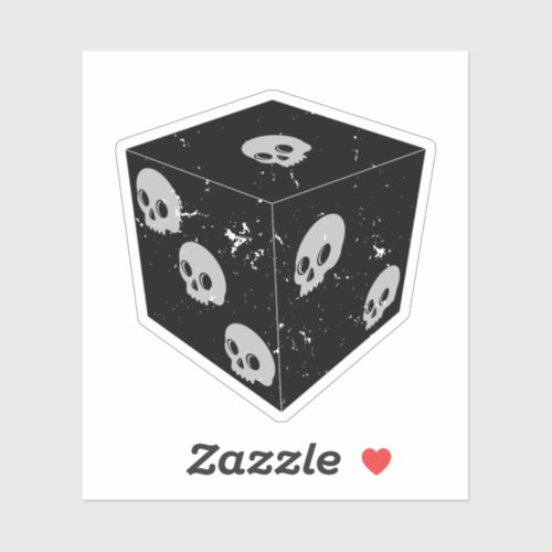 Distressed Skull Drawings Dice Sticker