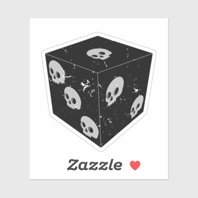 Distressed Skull Drawings Dice Sticker (Sheet)