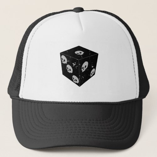 Distressed Skull Drawings Dice Trucker Hat