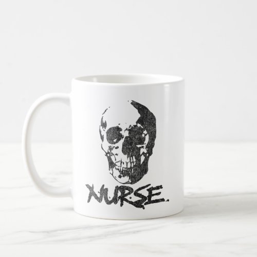 distressed skull nurse design coffee mug