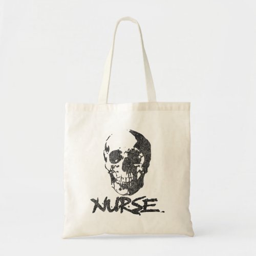 distressed skull nurse halloween spooky graphic tote bag