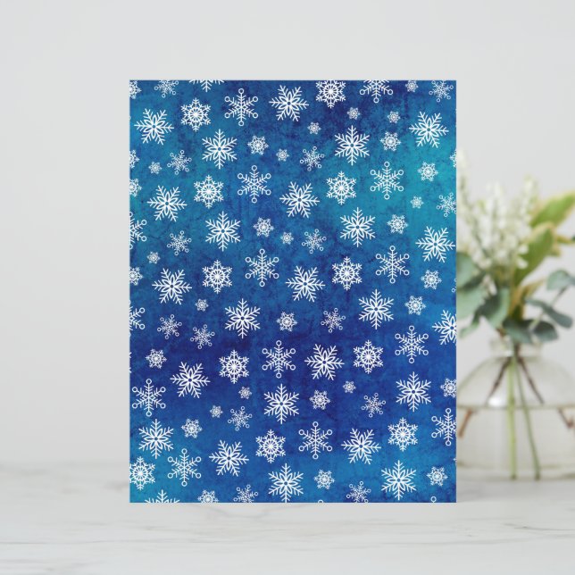 Distressed Snowflake Scrapbook Paper - Blue (Standing Front)