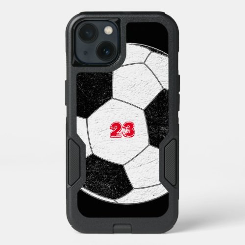 Distressed Soccer Ball with Personalized Number iPhone 13 Case