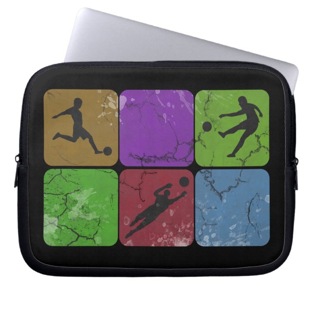 Distressed Soccer Player laptop sleeve (Front)