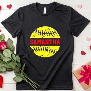 Distressed Softball Custom Name Softball Mom Sport T-Shirt
