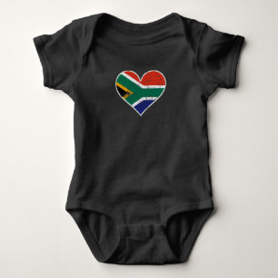 Distressed South African Flag Heart Baby Bodysuit