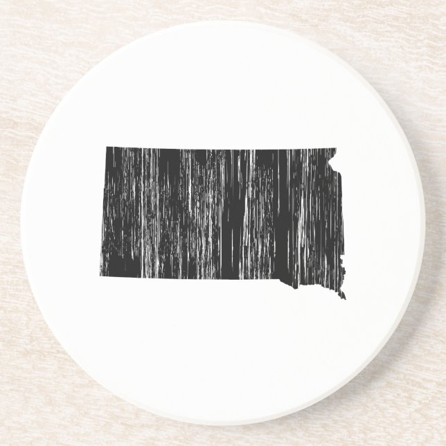 Distressed South Dakota State Outline Sandstone Coaster (Front)