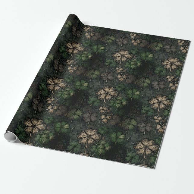 Distressed St. Patrick's Day Pattern Wrapping Paper (Unrolled)