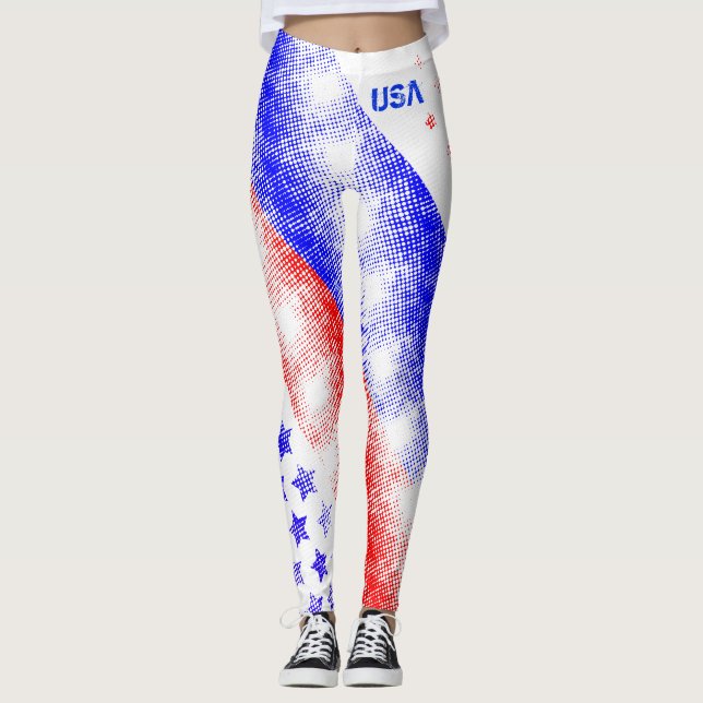 DISTRESSED STARS and STRIPES USA Leggings (Front)