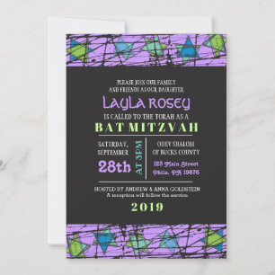 Distressed Stars Bar Bat Mitzvah Invitation