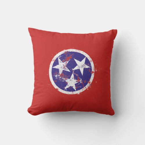 Distressed State Flag Of Tennessee Throw Pillow