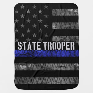 Distressed State Trooper Police Flag Baby Blanket