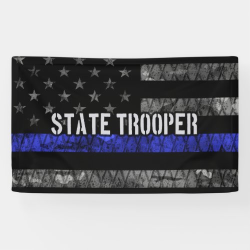Distressed State Trooper Police Flag Banner